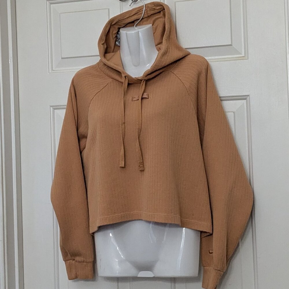 Nike Junior Hoodie Shrug Crop Sweatshirt Size Medium Brown
